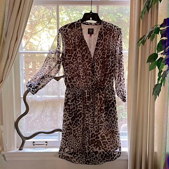 Vince Camaro Leopard Dress Sz 6 - Picture 1 of 13